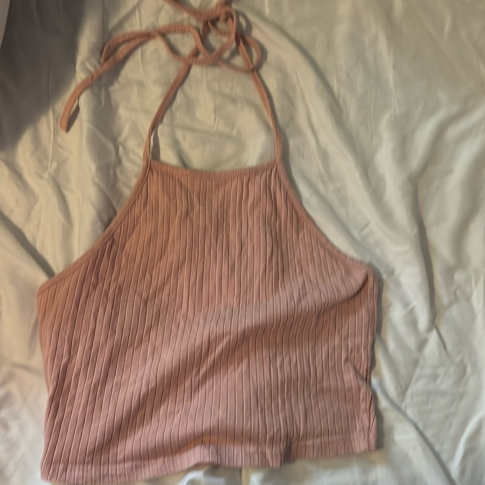 pink halter crop top